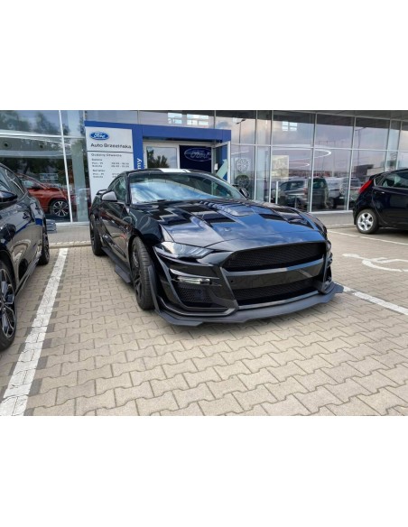 Capó de aluminio estilo GT500 con entrada de aire en negro brillante (MUSTANG GT 18-23, Ecoboost)