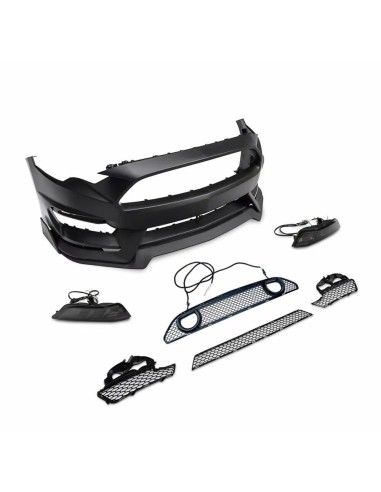 Parachoques delantero estilo MACH1 + luces direccionales LED/DRL (MUSTANG 18-23 EcoBoost, GT)