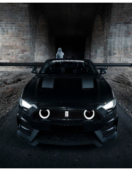 Parachoques delantero estilo MACH1 + luces direccionales LED/DRL (MUSTANG 18-23 EcoBoost, GT)