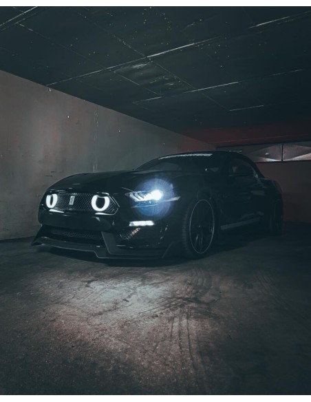 Parachoques delantero estilo MACH1 + luces direccionales LED/DRL (MUSTANG 18-23 EcoBoost, GT)