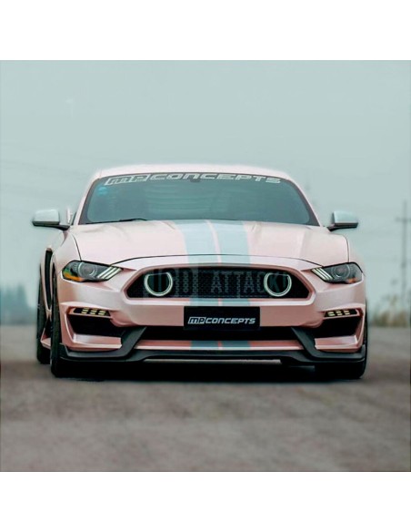Parachoques delantero estilo MACH1 + luces direccionales LED/DRL (MUSTANG 18-23 EcoBoost, GT)