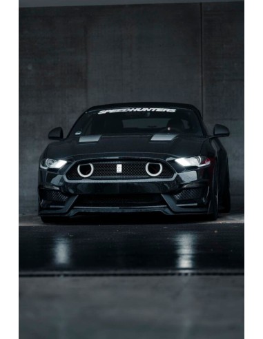 Parachoques delantero estilo MACH1 + luces direccionales LED/DRL (MUSTANG 18-23 EcoBoost, GT)