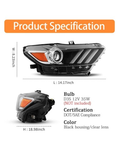Faros delanteros D3S homologados (MUSTANG 15-17 EE. UU.)