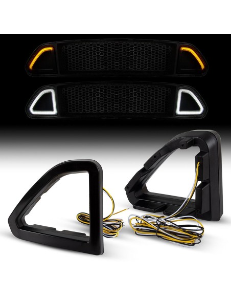Luces LED de parrilla delantera + señal de giro dinámica (MUSTANG 15-17)