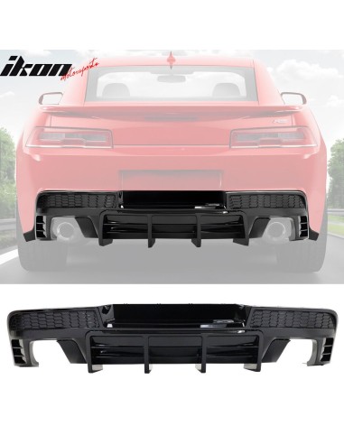 Quad Exhaust Tips + Rear Bumper Diffuser - Gloss Black (CAMARO 14-15)
