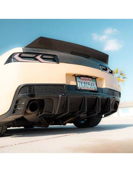 Difusor trasero con aletas - Puntas de escape simples/cuádruples - Negro brillante (CAMARO 14-15)