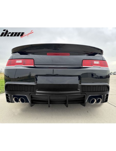 Difusor trasero con aletas - Puntas de escape simples/cuádruples - Negro brillante (CAMARO 14-15)