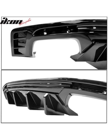 Difusor trasero con aletas - Puntas de escape simples o cuádruples - Negro brillante (CAMARO 16-23, todos excepto ZL1)