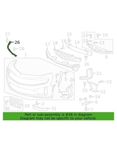 84058355 Moldura superior del parachoques delantero - Lado izquierdo (CAMARO 16-23)